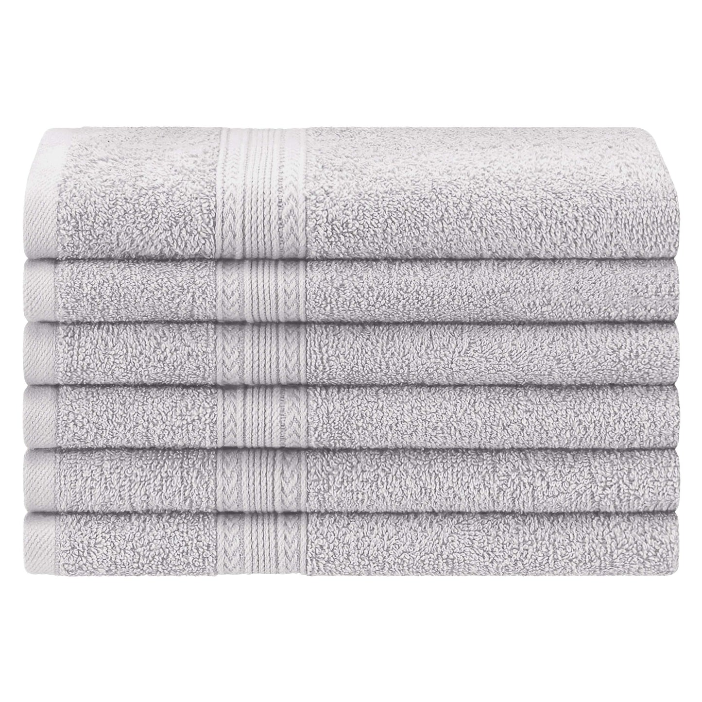 Superior Eco-Friendly Ring Spun Cotton 6-Piece Hand Towel Set - Silver