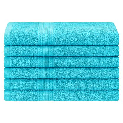 Superior Eco-Friendly Ring Spun Cotton 6-Piece Hand Towel Set - Turquoise