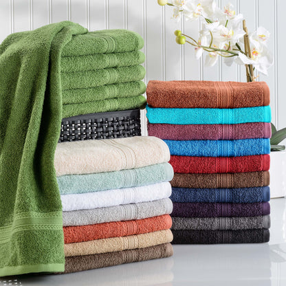 Superior Eco-Friendly Ring Spun Cotton 6-Piece Hand Towel Set - Terrace Green