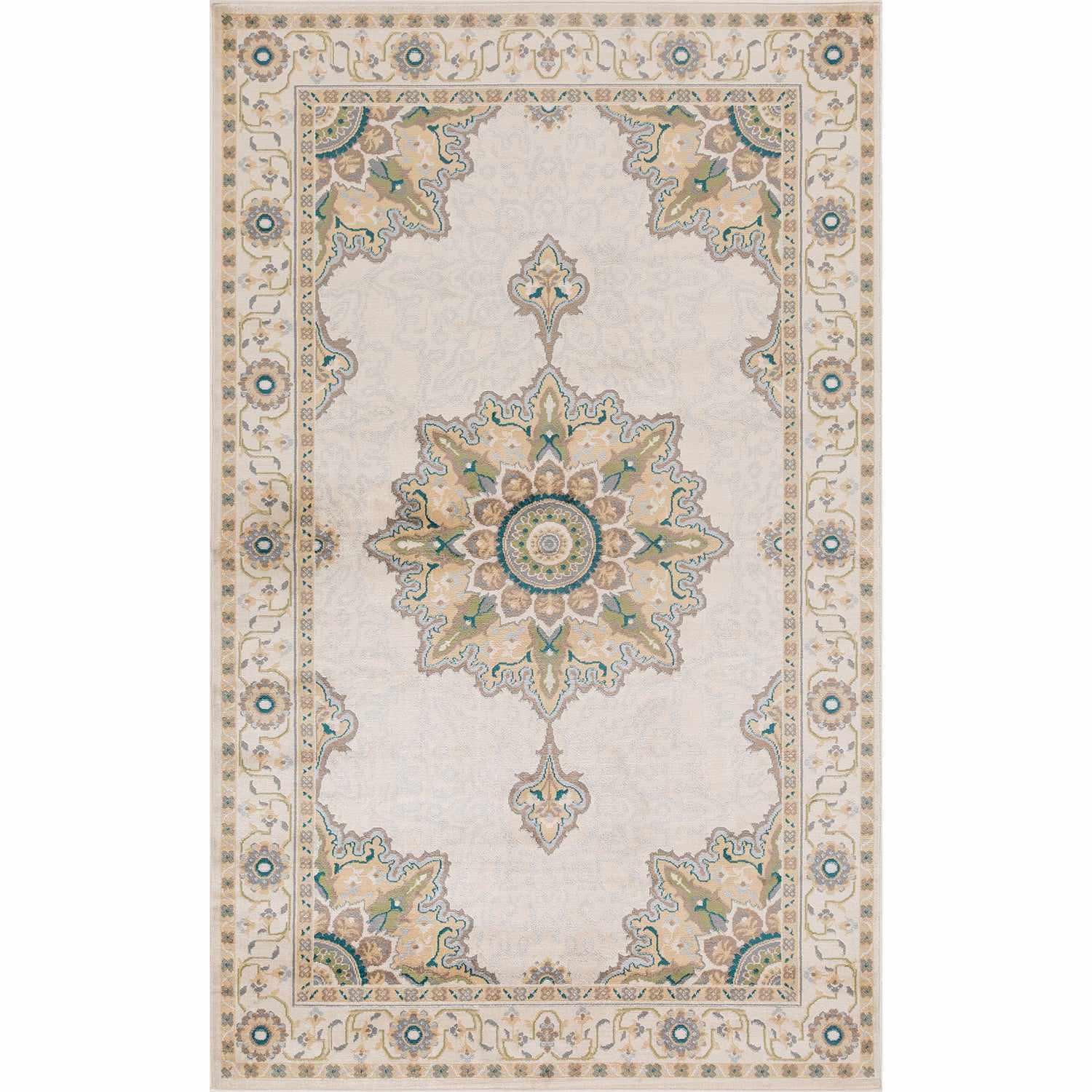  Superior Edeline Medallion Oriental Indoor Area Rug or Runner Rug - Beige