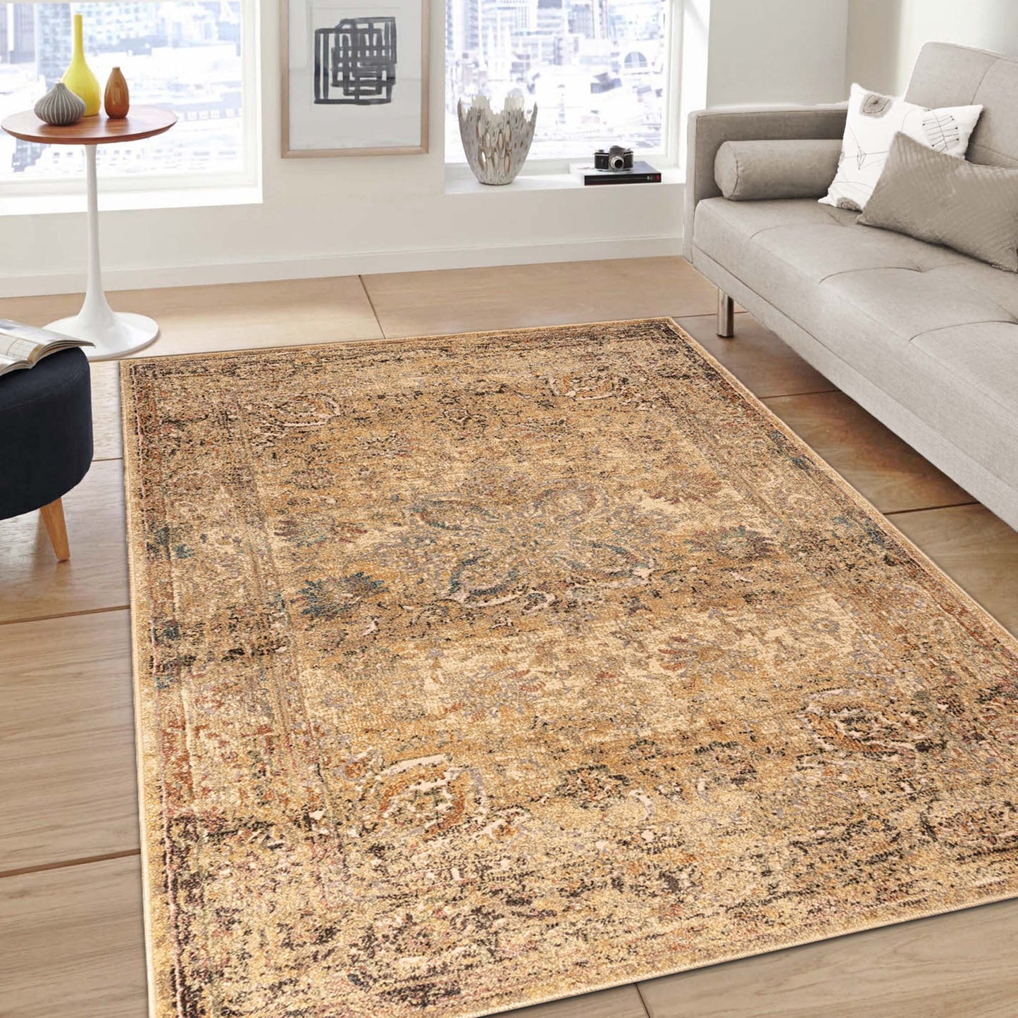 Superior Eilir Distressed Floral Persian Area Rug 