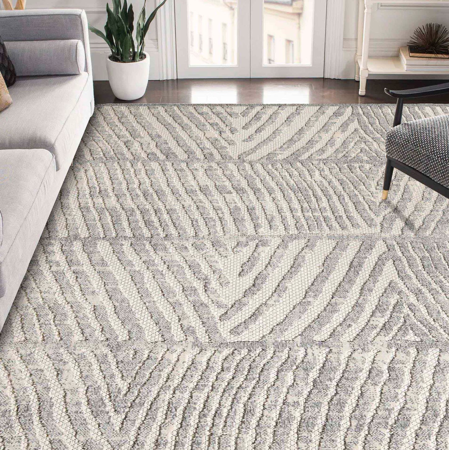 Ellery Abstract Geometric Modern Indoor/Outdoor Area Rug - Cream