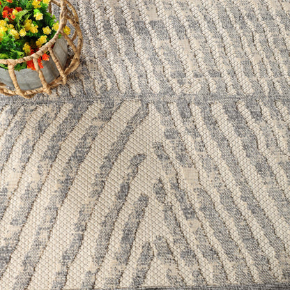 Ellery Abstract Geometric Modern Indoor/Outdoor Area Rug - Cream