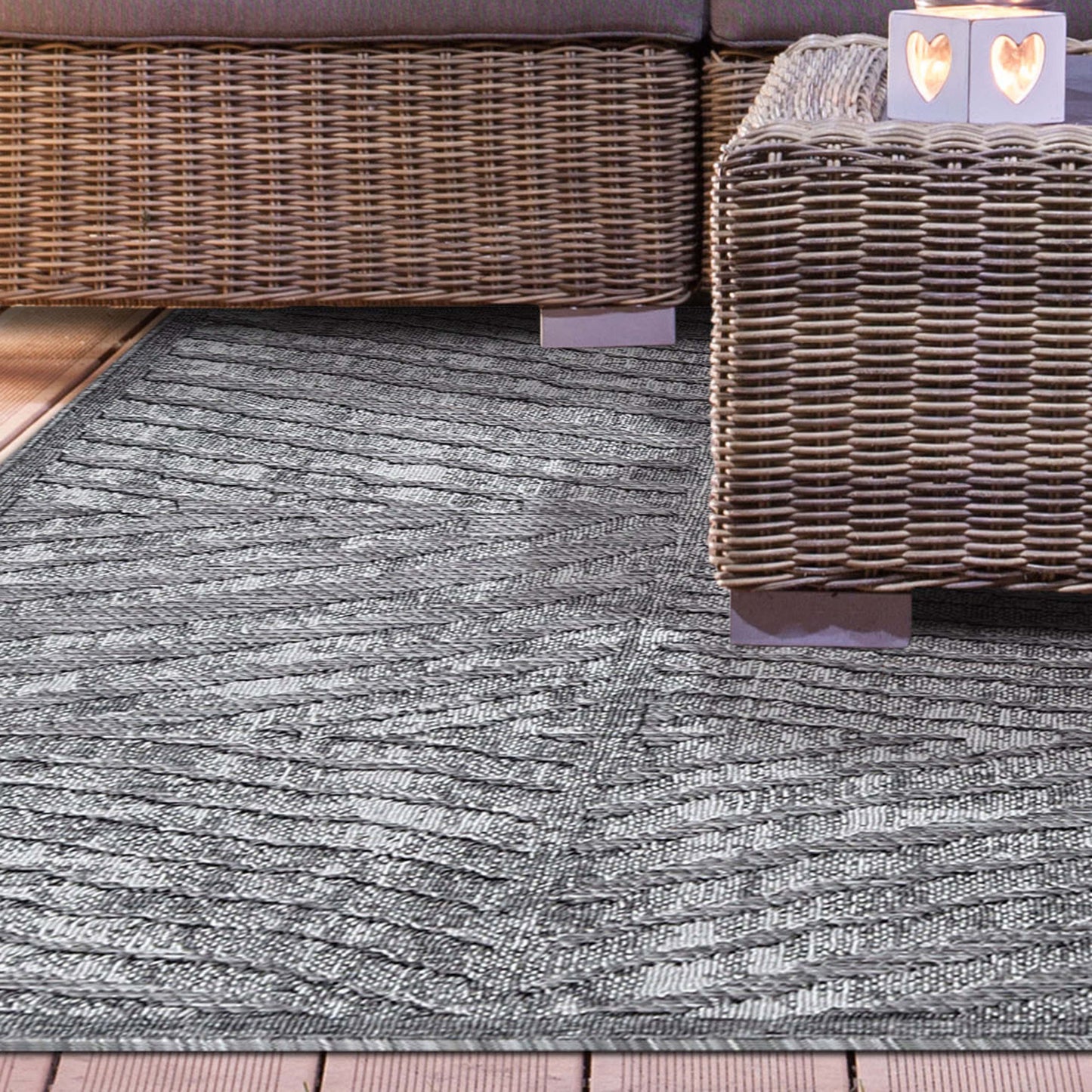 Ellery Abstract Geometric Modern Indoor/Outdoor Area Rug - Grey