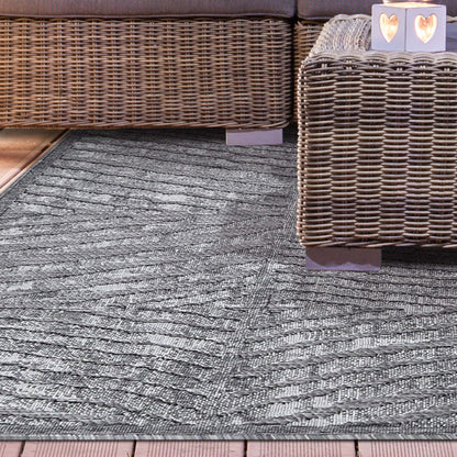 Ellery Abstract Geometric Modern Indoor/Outdoor Area Rug - Grey