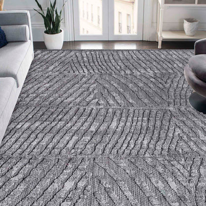 Ellery Abstract Geometric Modern Indoor/Outdoor Area Rug - Grey