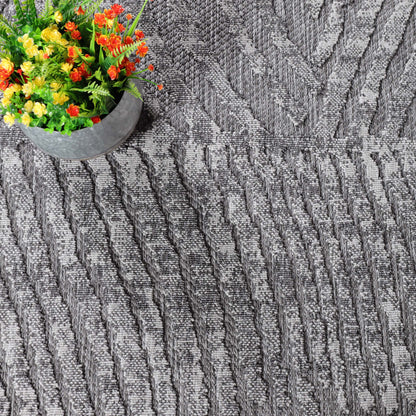 Ellery Abstract Geometric Modern Indoor/Outdoor Area Rug - Grey