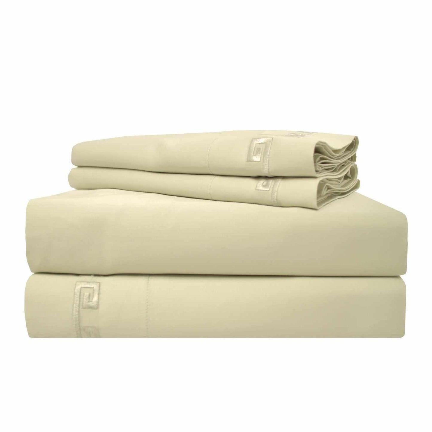  Superior Embroidered 600-Thread Count Deep Pocket Cotton Greek Key Sheet Set - Sage