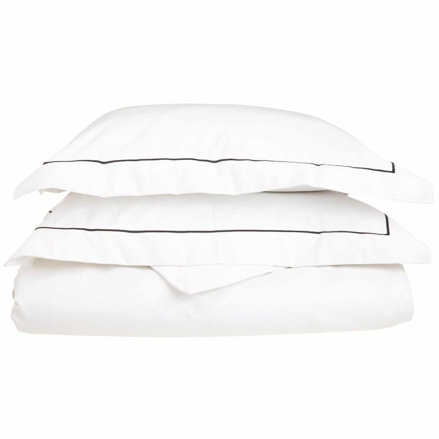  Superior Embroidered Egyptian Cotton Duvet Cover Set - White/Black