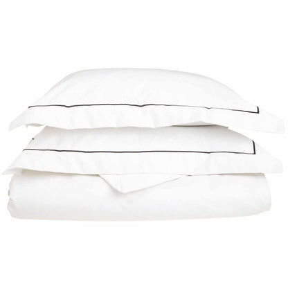  Superior Embroidered Egyptian Cotton Duvet Cover Set - White/Black