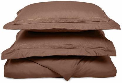  Superior Embroidered Solid Greek Key Microfiber Duvet Cover Set -Taupe
