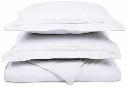  Superior Embroidered Solid Greek Key Microfiber Duvet Cover Set - White