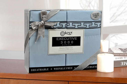  Superior Embroidered Solid Greek Key Microfiber Duvet Cover Set -Teal