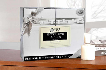  Superior Embroidered Solid Greek Key Microfiber Duvet Cover Set -White