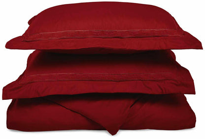  Superior Embroidered Solid Greek Key Microfiber Duvet Cover Set - Burgundy