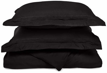  Superior Embroidered Solid Greek Key Microfiber Duvet Cover Set - Black