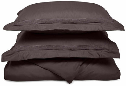 Superior Embroidered Solid Greek Key Microfiber Duvet Cover Set - Charcoal