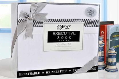 Superior Embroidered Zig Zag Wrinkle Resistant Deep Pocket Microfiber Sheet Set - White-Black