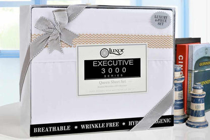 Superior Embroidered Zig Zag Wrinkle Resistant Deep Pocket Microfiber Sheet Set - Tan