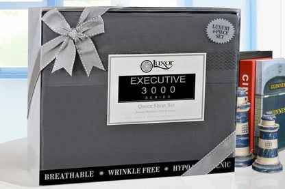 Superior Embroidered Zig Zag Wrinkle Resistant Deep Pocket Microfiber Sheet Set - White/Black