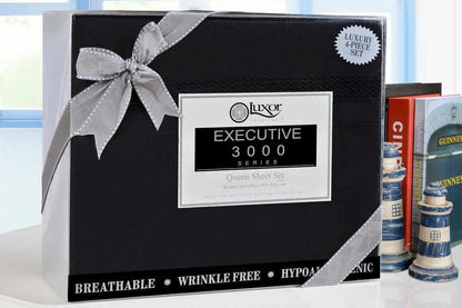 Superior Embroidered Zig Zag Wrinkle Resistant Deep Pocket Microfiber Sheet Set - Black