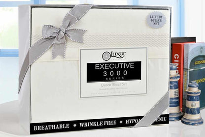 Superior Embroidered Zig Zag Wrinkle Resistant Deep Pocket Microfiber Sheet Set - Ivory