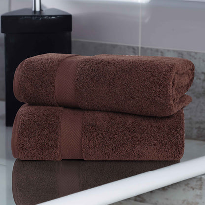 Zero-Twist Smart-Dry Combed Cotton 2 Piece Bath Sheet Set - Espresso