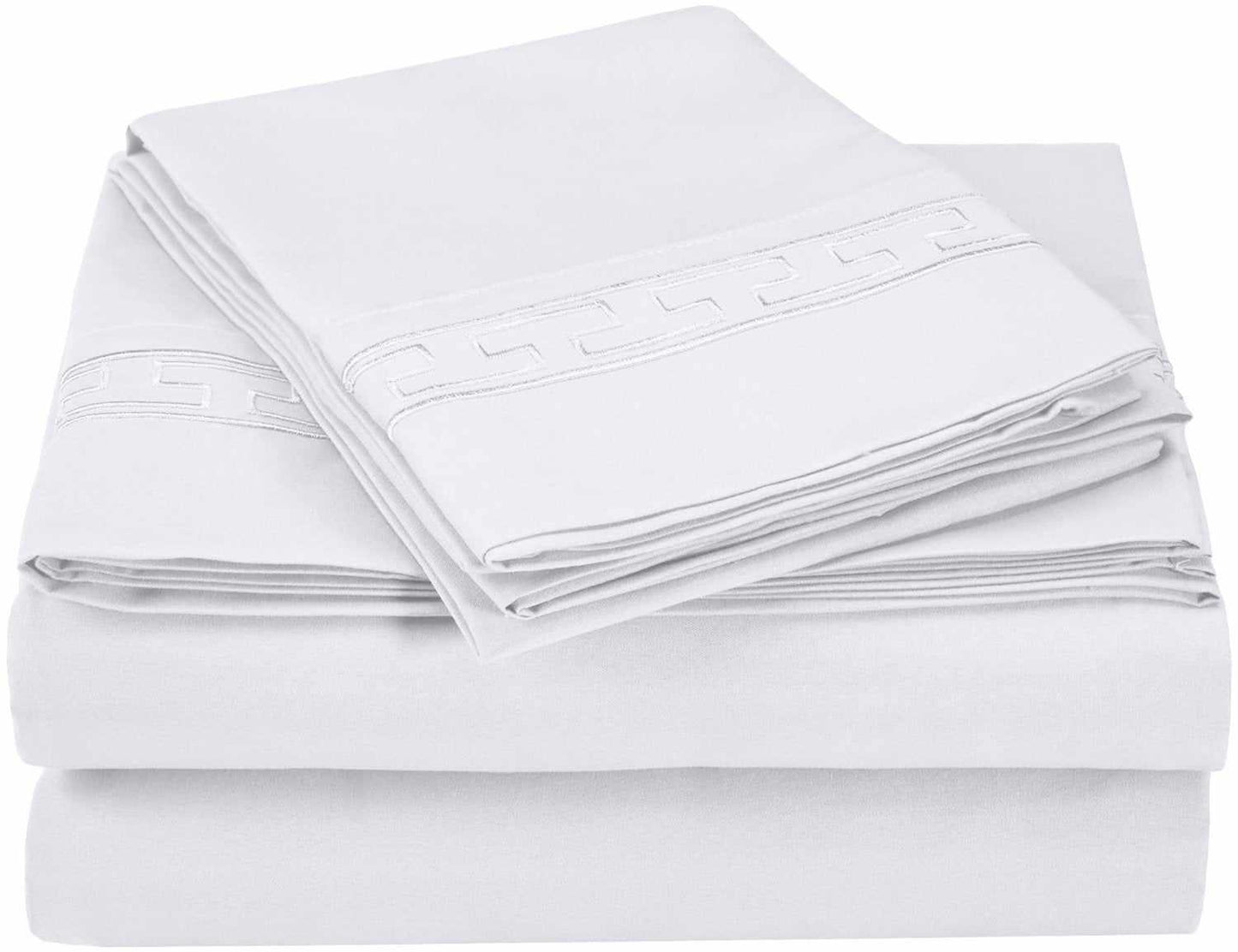  Superior Executive 3000 Series Solid Regal Embroidery Durable Soft Wrinkle Free Sheet Set -  White