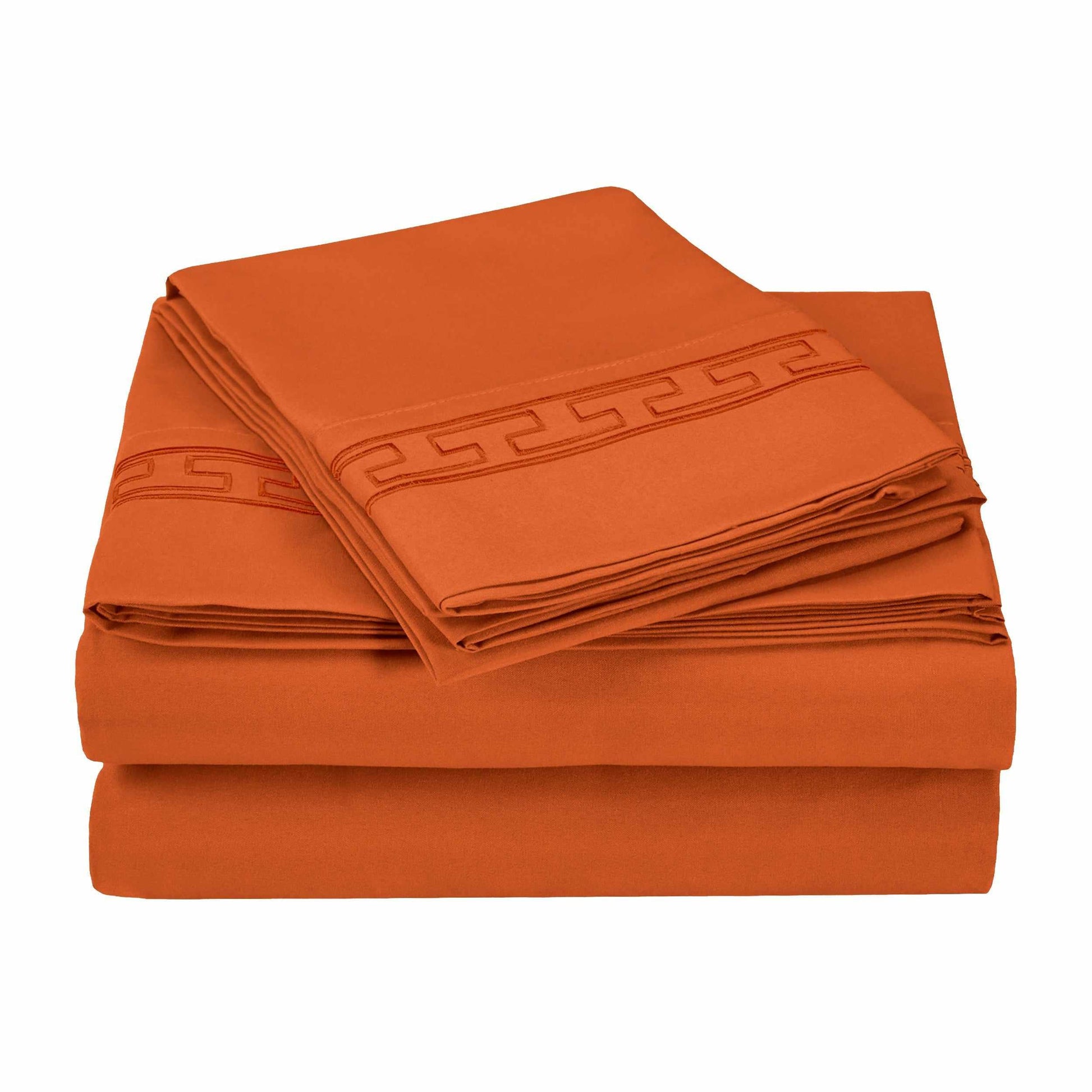  Superior Executive 3000 Series Solid Regal Embroidery Durable Soft Wrinkle Free Sheet Set -  Rust