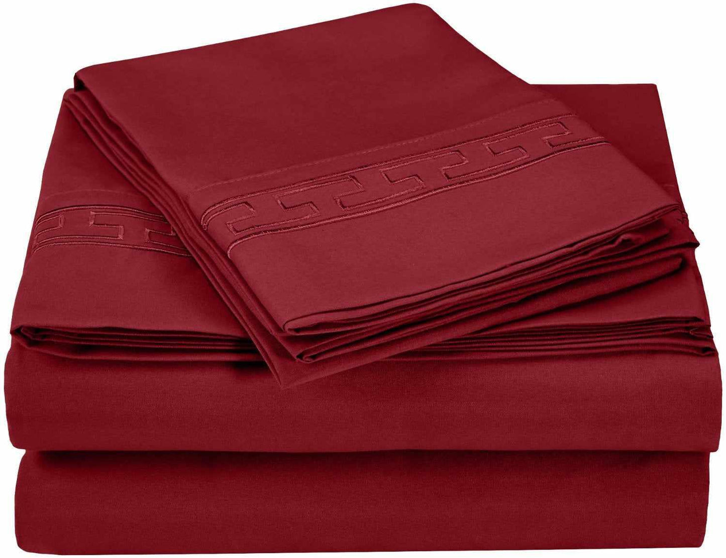 Superior Executive 3000 Series Solid Regal Embroidery Durable Soft Wrinkle Free Sheet Set - Burgundy