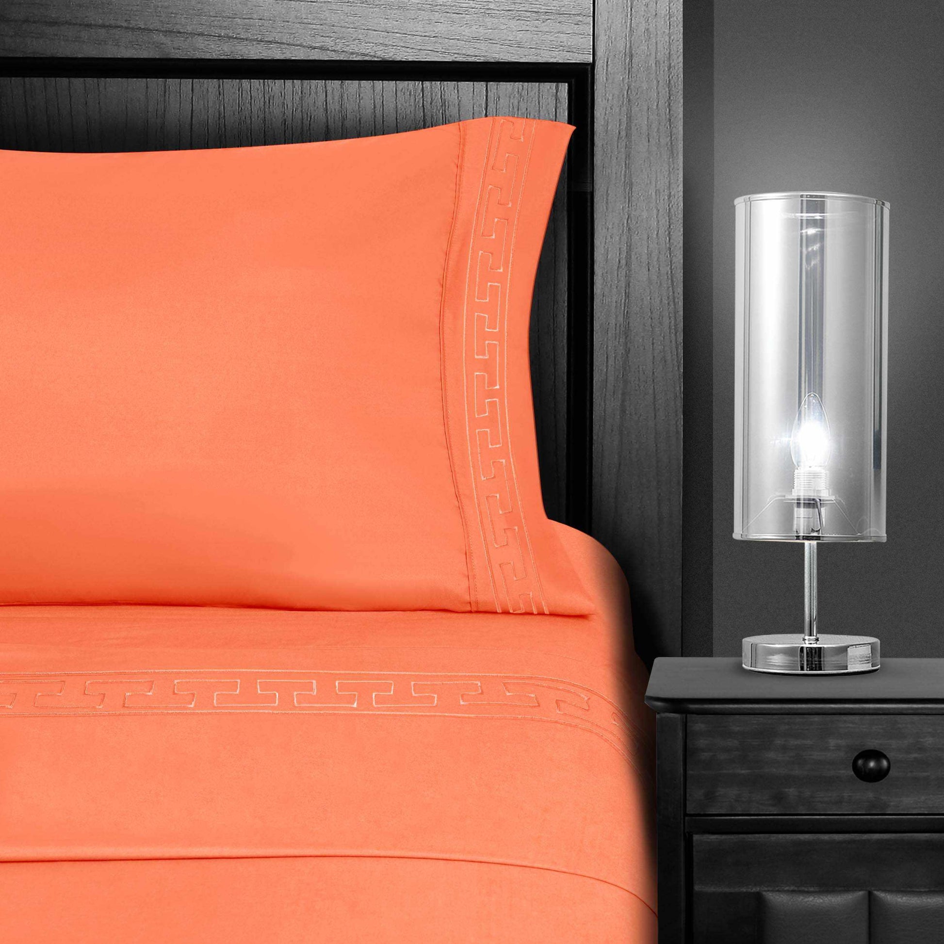 Superior Executive 3000 Series Solid Regal Embroidery Durable Soft Wrinkle Free Sheet Set - Coral