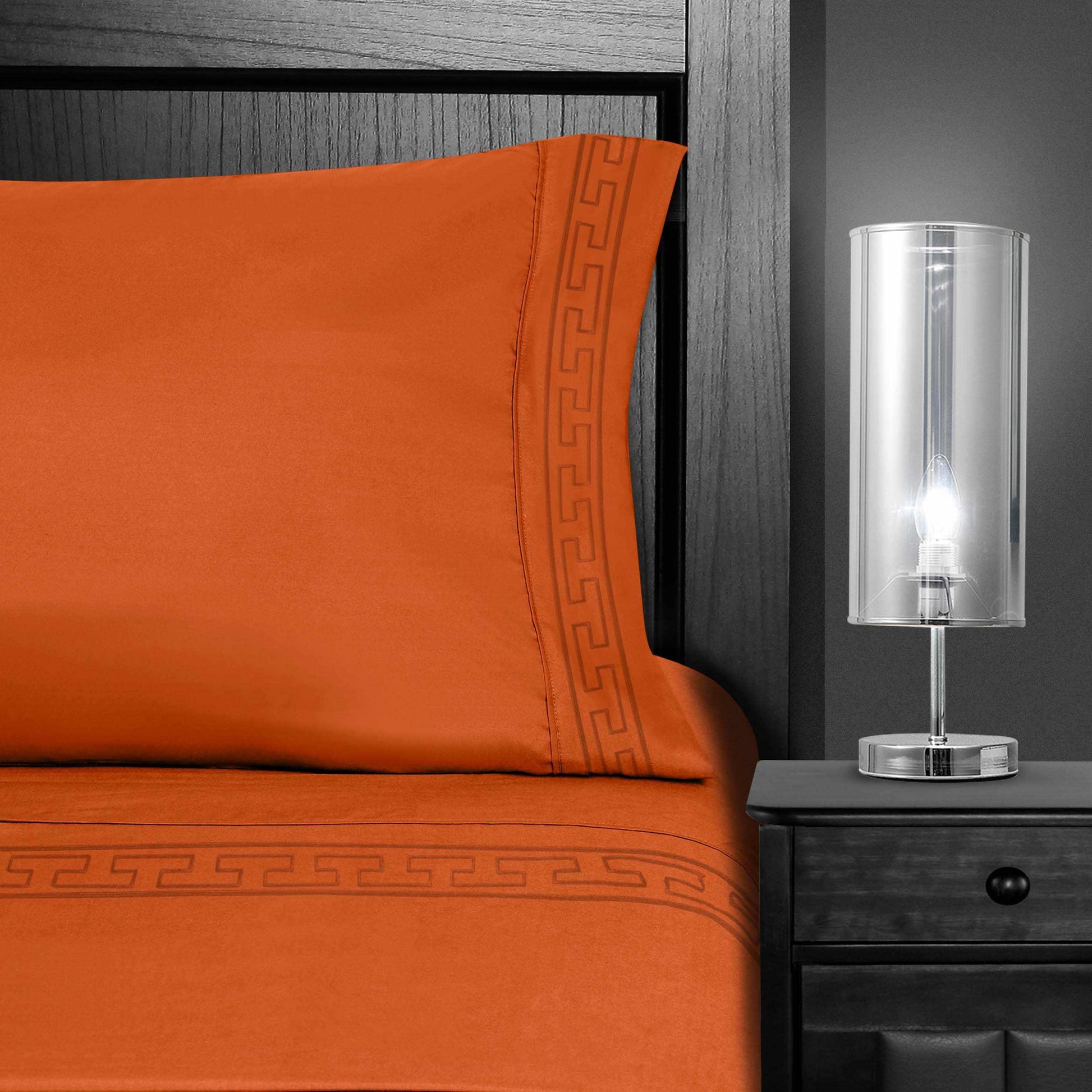  Superior Executive 3000 Series Solid Regal Embroidery Durable Soft Wrinkle Free Sheet Set - Rust