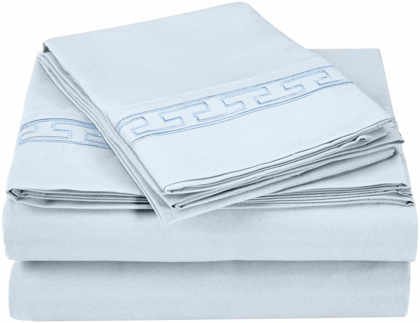 Superior Executive 3000 Series Solid Regal Embroidery Durable Soft Wrinkle Free Sheet Set - Light Blue