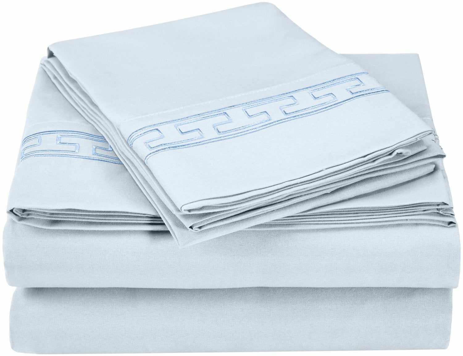 Superior Executive 3000 Series Solid Regal Embroidery Durable Soft Wrinkle Free Sheet Set - Light Blue
