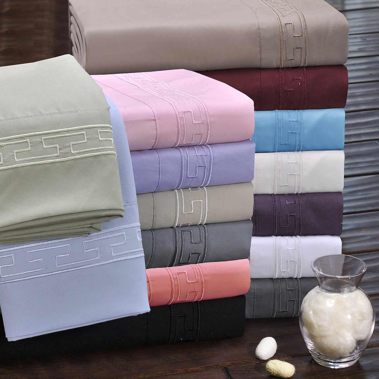 Superior Executive 3000 Series Solid Regal Embroidery Durable Soft Wrinkle Free Sheet Set - Rust
