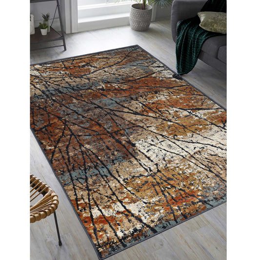 Superior Fifi Modern Branches Indoor Area Rug or Runner - Blue-Cream