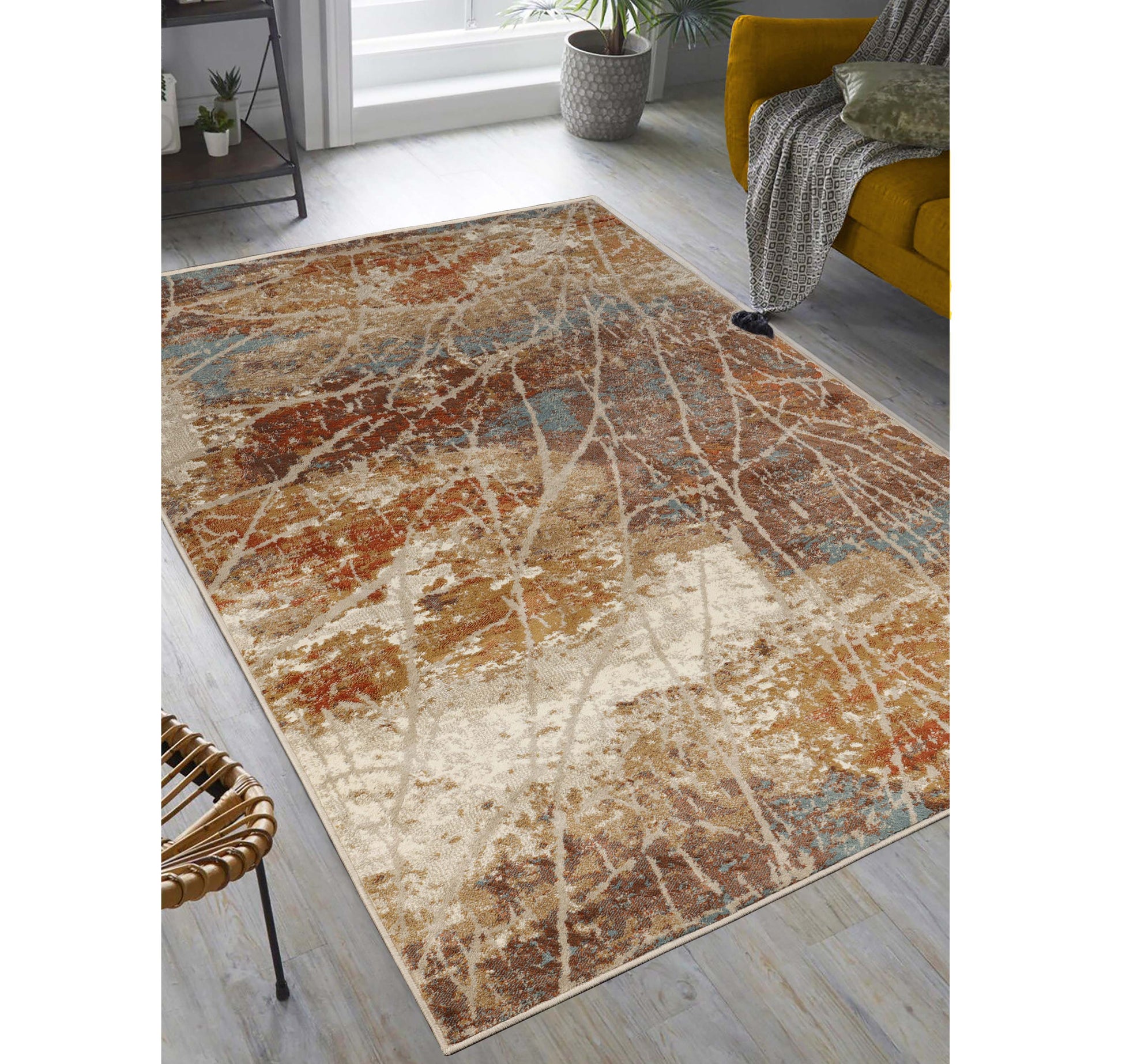 Superior Fifi Modern Branches Indoor Area Rug or Runner - Cream-Rust
