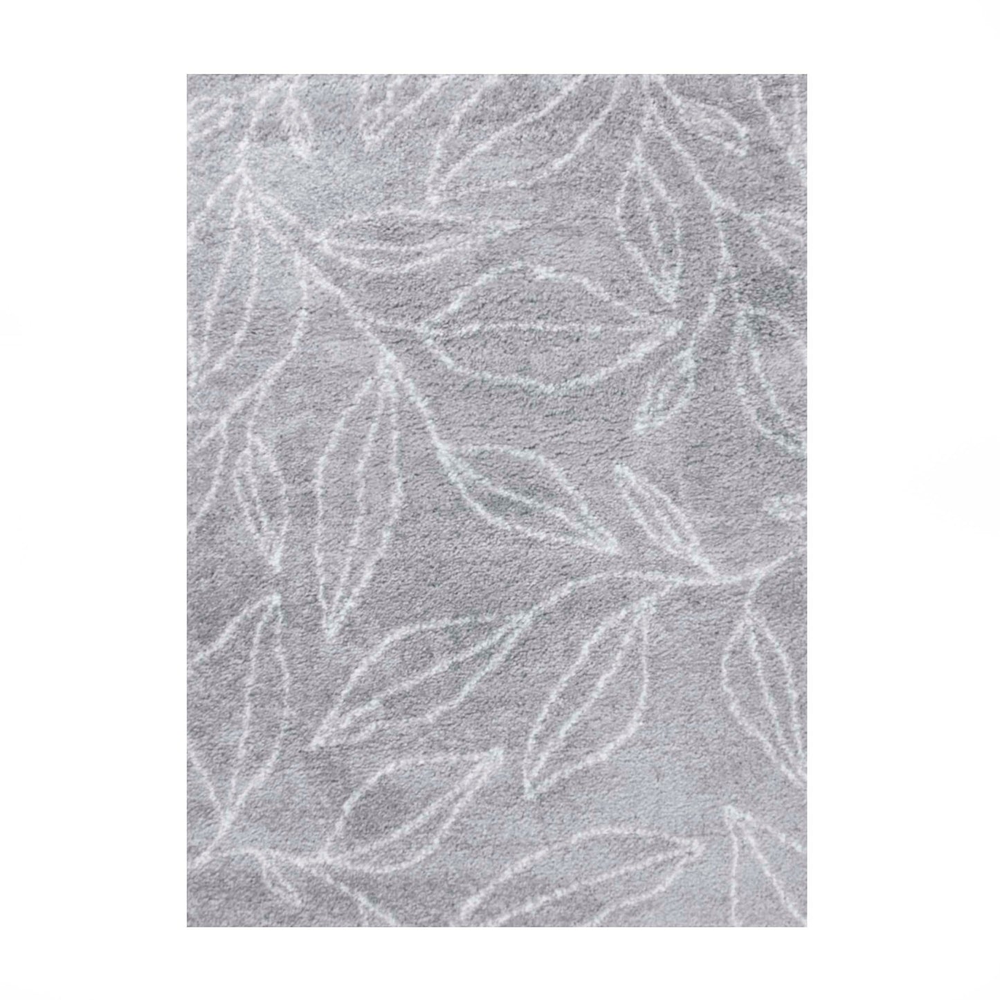  Superior Botanical Indoor Plush Shag Transitional Area Rug - Cream-Grey