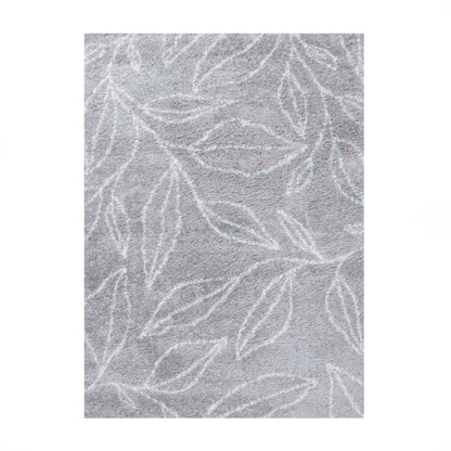  Superior Botanical Indoor Plush Shag Transitional Area Rug - Cream-Grey