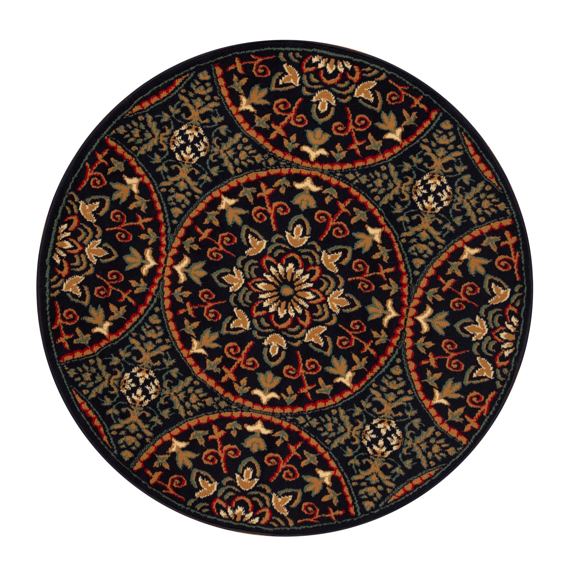 Fancy Floral Medallion Traditional Indoor Area Rug - MidnightBlue