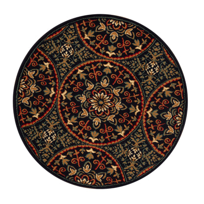 Fancy Floral Medallion Traditional Indoor Area Rug - MidnightBlue