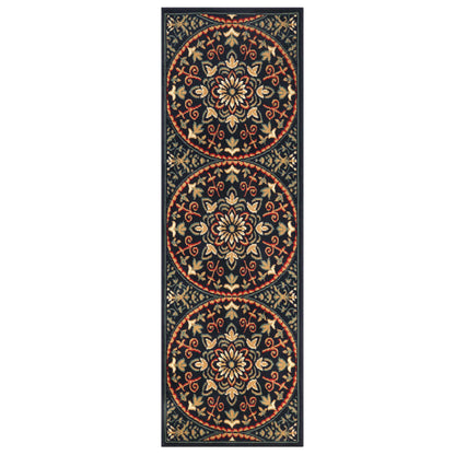 Fancy Floral Medallion Traditional Indoor Area Rug - MidnightBlue