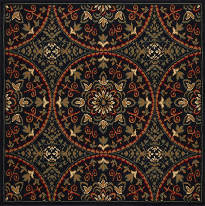 Fancy Floral Medallion Traditional Indoor Area Rug - MidnightBlue