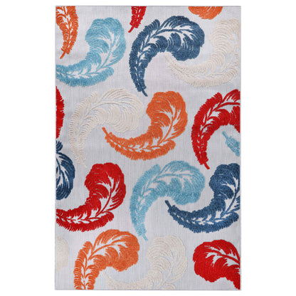 Feather Modern Bohemian Indoor Outdoor Area Rug - Multicolor