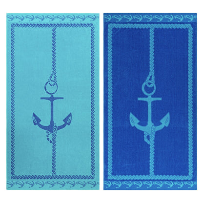 Superior Fisherman Anchor Oversized Beach Towel Set - Blue