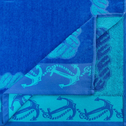 Superior Fisherman Anchor Oversized Beach Towel Set - Blue