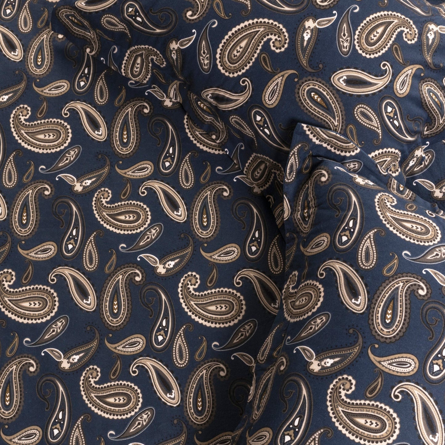 Superior Flannel Cotton Paisley Luxury Duvet Cover Set -  Navy Blue