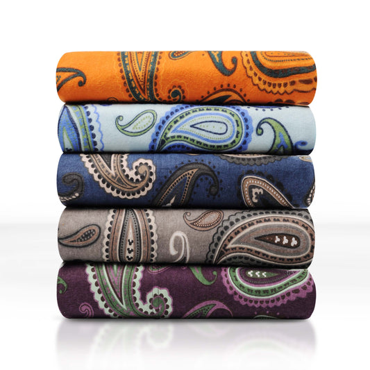 Superior Modern Cotton Flannel Paisley or Solid Deep Pocket Sheet Set - Pumpkin