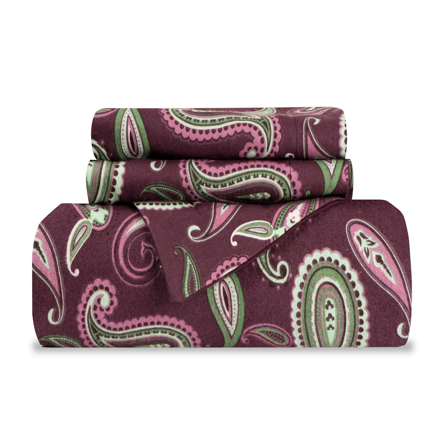 Superior Flannel Cotton Paisley Luxury Duvet Cover Set - Purple