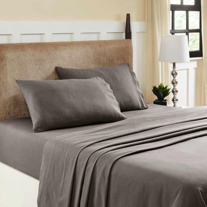 Fleur-de-Lis Cotton Flannel 2-Piece Pillowcase Set - Charcoal